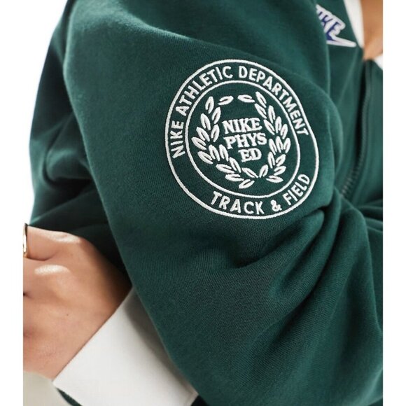 NEW! Nike Varsity Patchwork Bomber Jacket Track & Field Green SZ M - Picture 3 of 15